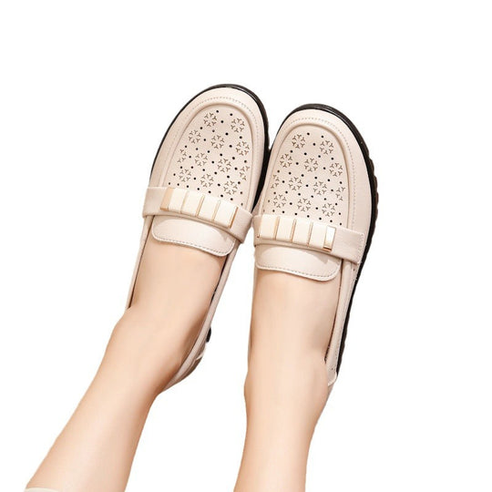 Damen bequeme und stylische Slipper mit eleganten Cut-Outs und modischem dekorativem Riemen R&B