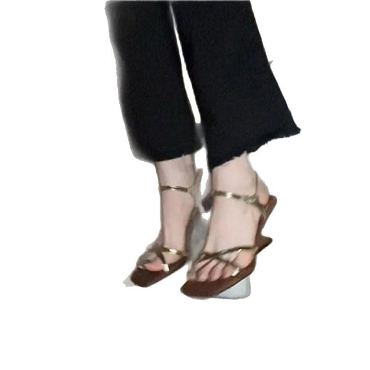 Damen elegante Sandalen mit schimmerndem Riemchen R&B