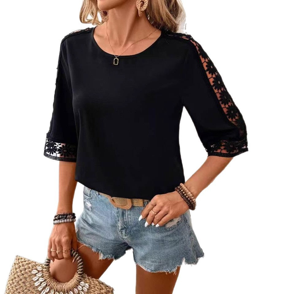 Damen Bluse mit Spitzenärmel R&B