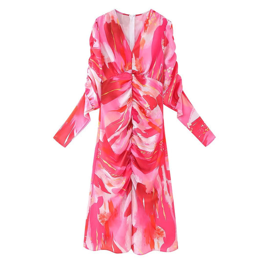 Damen Wickelkleid mit voluminösen Ärmeln und elegantem Design R&B