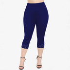 Damen Figurbetonte 3/4-Leggings mit eleganten Spitzenabschlüssen R&B