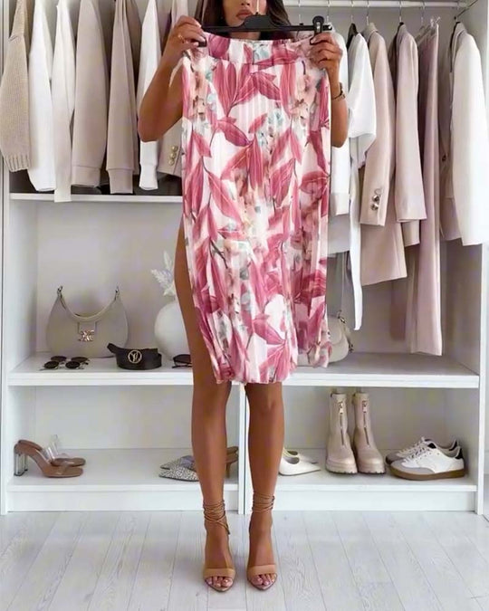 Damen Maxirock mit floralem Print und seitlichem Schlitz Heidi-Mode