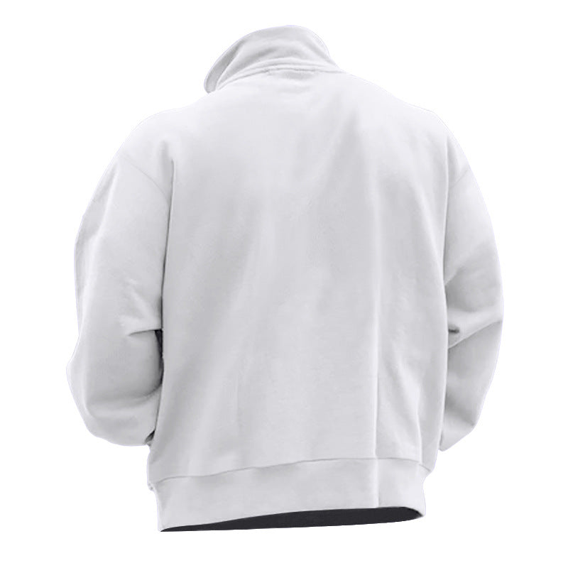 Herren Fleece-Hoodie mit modernem Reißverschluss und hohem Kragen R&B