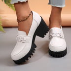 Damen Elegante Mokassins mit robustem Plateau und trendigem Ketten-Detail R&B