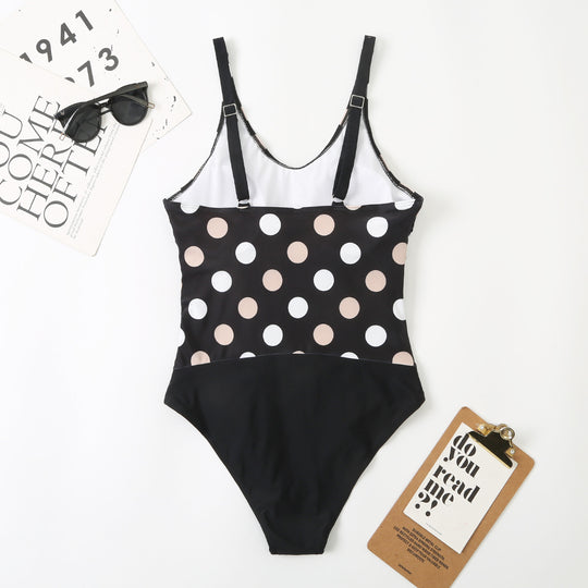 Damen Einteiliger Badeanzug mit stilvollem Punkte-Design und figurformender Raffung R&B