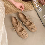 Damen Ballerinas mit luftigem Lochmuster und bequemem Schnürdesign R&B