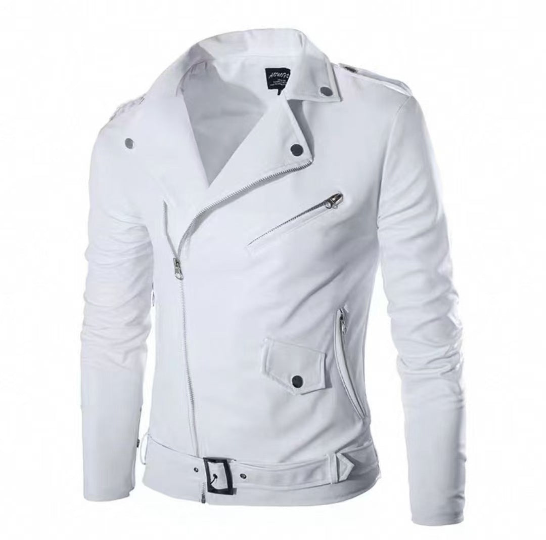 R&B | Herren Echtes Leder Bikerjacke mit Asymmetrischem Reißverschluss