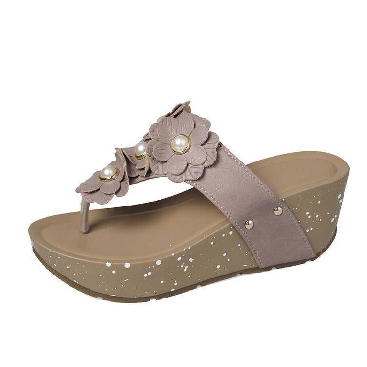 Damen Wedge-Sandaletten mit floralen Verzierungen und bequemer Absatztechnologie R&B