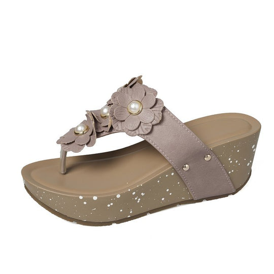 Damen Wedge-Sandaletten mit floralen Verzierungen und bequemer Absatztechnologie R&B