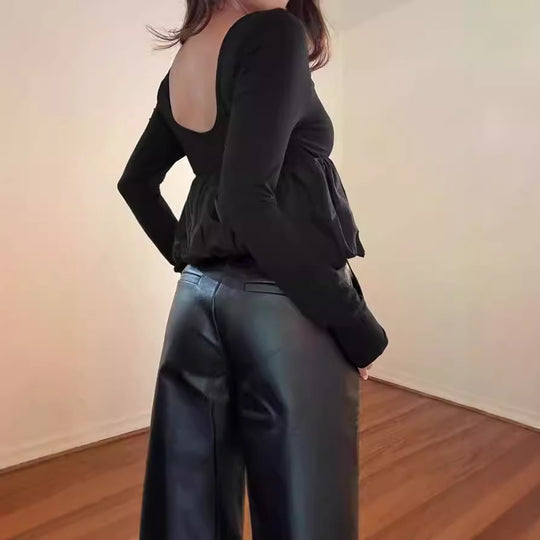 Damen Elegante Bluse mit Plissee-Design und weitem Saum R&B