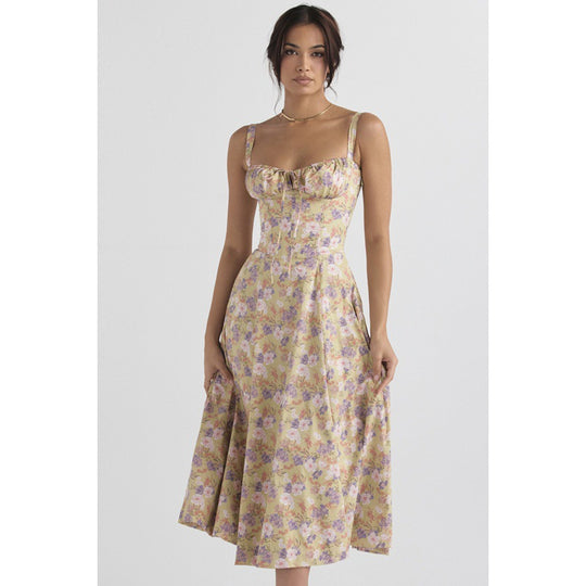 Damen Maxikleid mit floralem Design und elegantem Schlitz R&B