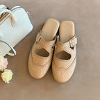 Damen offene Mules mit modischem Riemen und eleganter Perforation R&B
