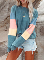Damen Freizeitpullover mit buntem Ärmeldesign R&B