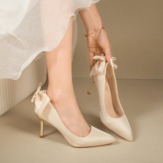 Damen elegante Spitzen-Pumps mit modischem Schleifenakzent R&B