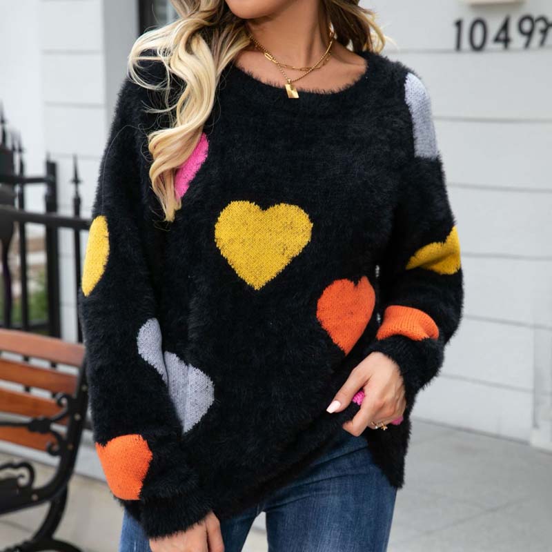 R&B | Strickpullover Mit Süßem Herzmuster