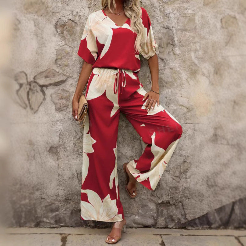 Damen Luftiges Zweiteiliges Set mit floralem Design und weitem Schnitt R&B