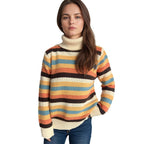 Damen Rollkragenpullover mit farbenfrohen Streifen und hochwertiger Strickqualität R&B