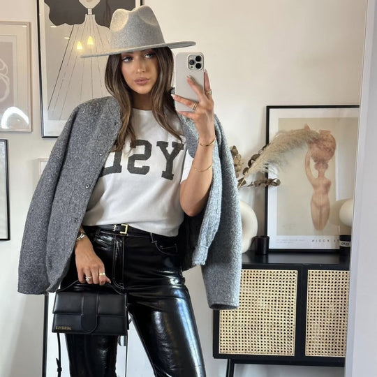 Damen lässige Oversized-Jacke aus hochwertigem Stoff R&B