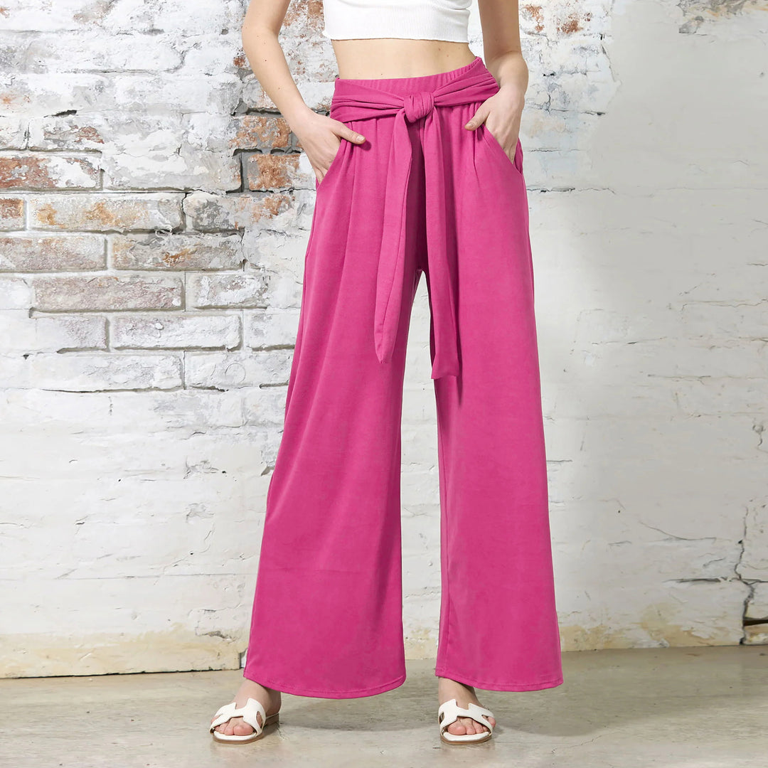 Damen weite Sommerhose mit bindendem Taillengürtel R&B