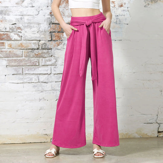 Damen weite Sommerhose mit bindendem Taillengürtel R&B