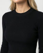 Figurbetontes Damen Langarmshirt Kurz Rundhals Koreanischer Stil Slim Fit Weich