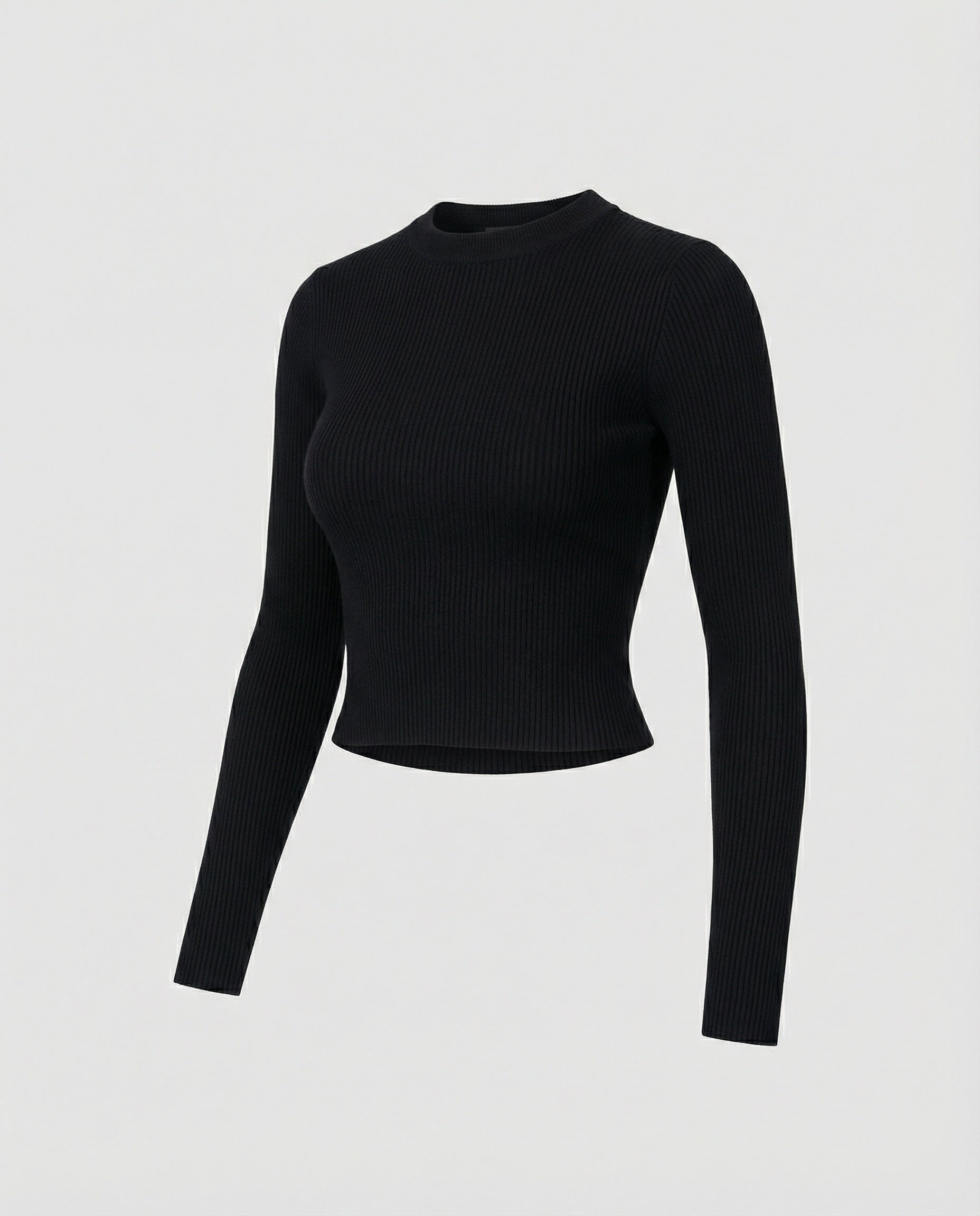 Figurbetontes Damen Langarmshirt Kurz Rundhals Koreanischer Stil Slim Fit Weich
