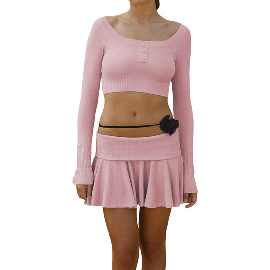 Damen Crop-Top und Rock Set mit raffiniertem Bund R&B