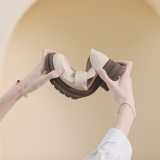 Damen Mokassin-Schuhe mit robustem Plateau und eleganter Schnalle R&B