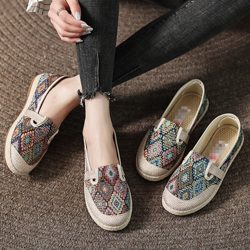 Damen Bequeme Stoffslipper mit ethnischem Muster R&B