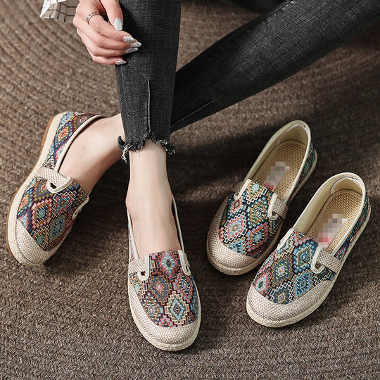 Damen Bequeme Stoffslipper mit ethnischem Muster R&B