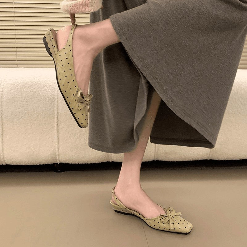 Damen Slingback-Ballerinas mit niedlichem Punktedesign und verstellbarem Riemen R&B