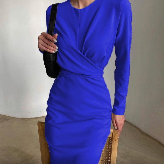 Damen Elegantes Wickelkleid mit langem Arm und fließendem Schnitt R&B