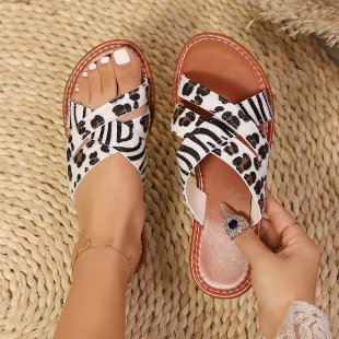 Damen Komfortable Riemchen-Sandalen mit trendigem Tiermuster R&B