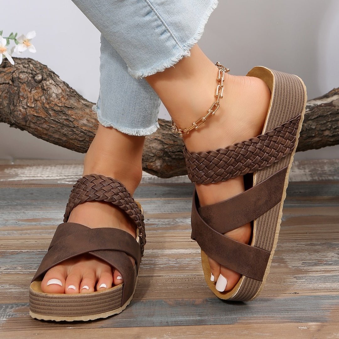 Damen modische Wedge-Sandalen mit geflochtenem Design und komfortabler Innensohle R&B