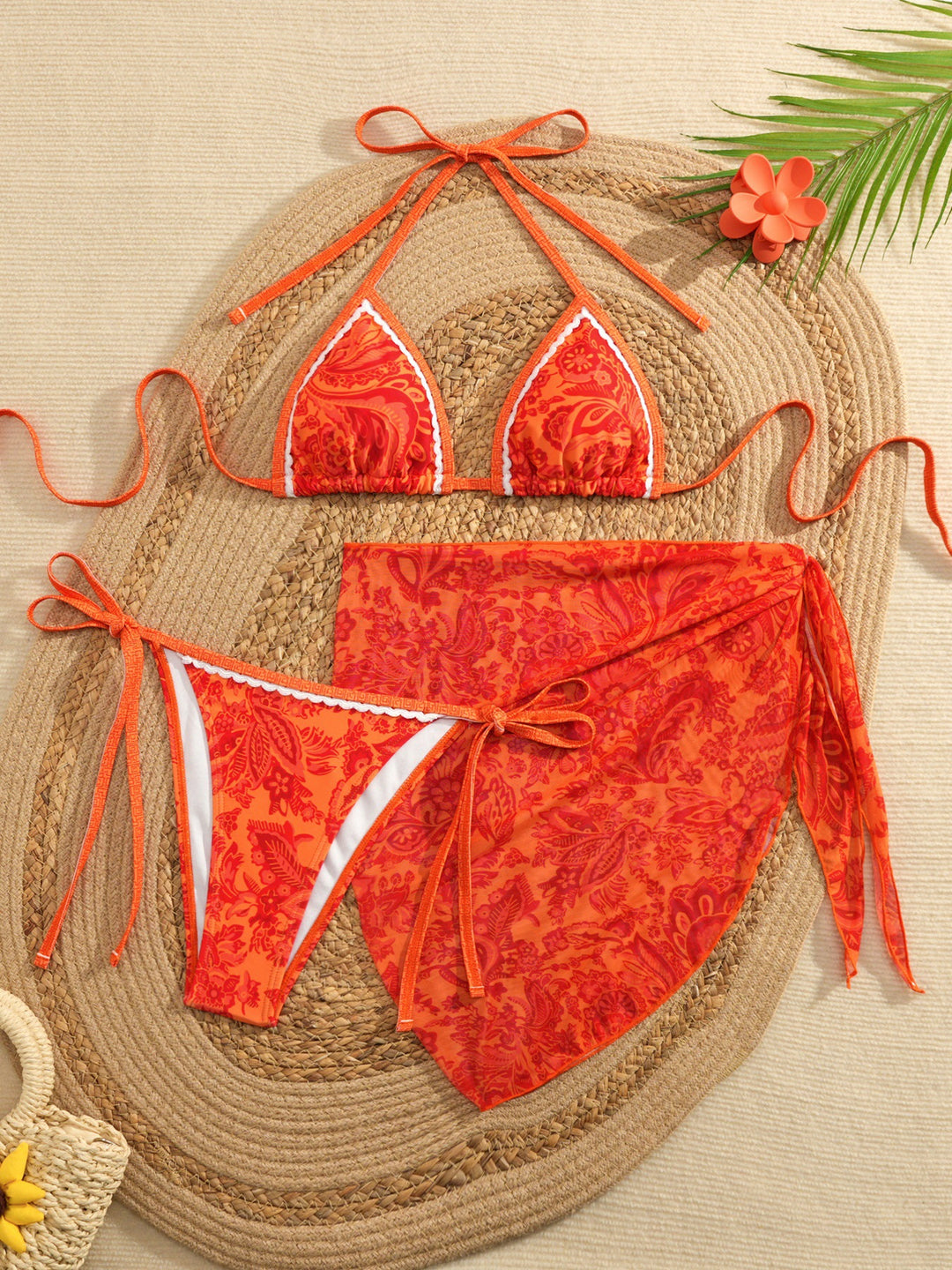 Damen Triangel-Bikini mit floralem Design R&B