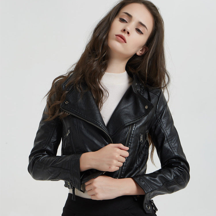 Damen elegante Bikerjacke aus hochwertigem R&B