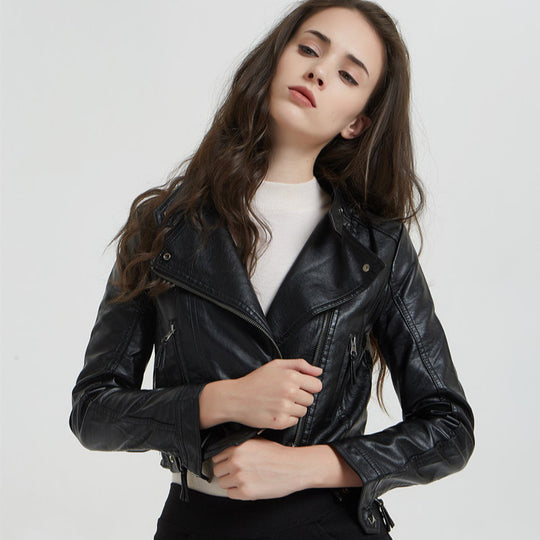 Damen elegante Bikerjacke aus hochwertigem R&B