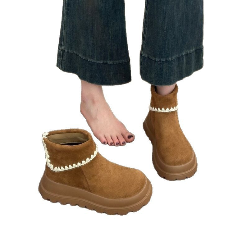 Damen Stiefel mit gemütlichem Innenfutter und modernem Faltendesign R&B