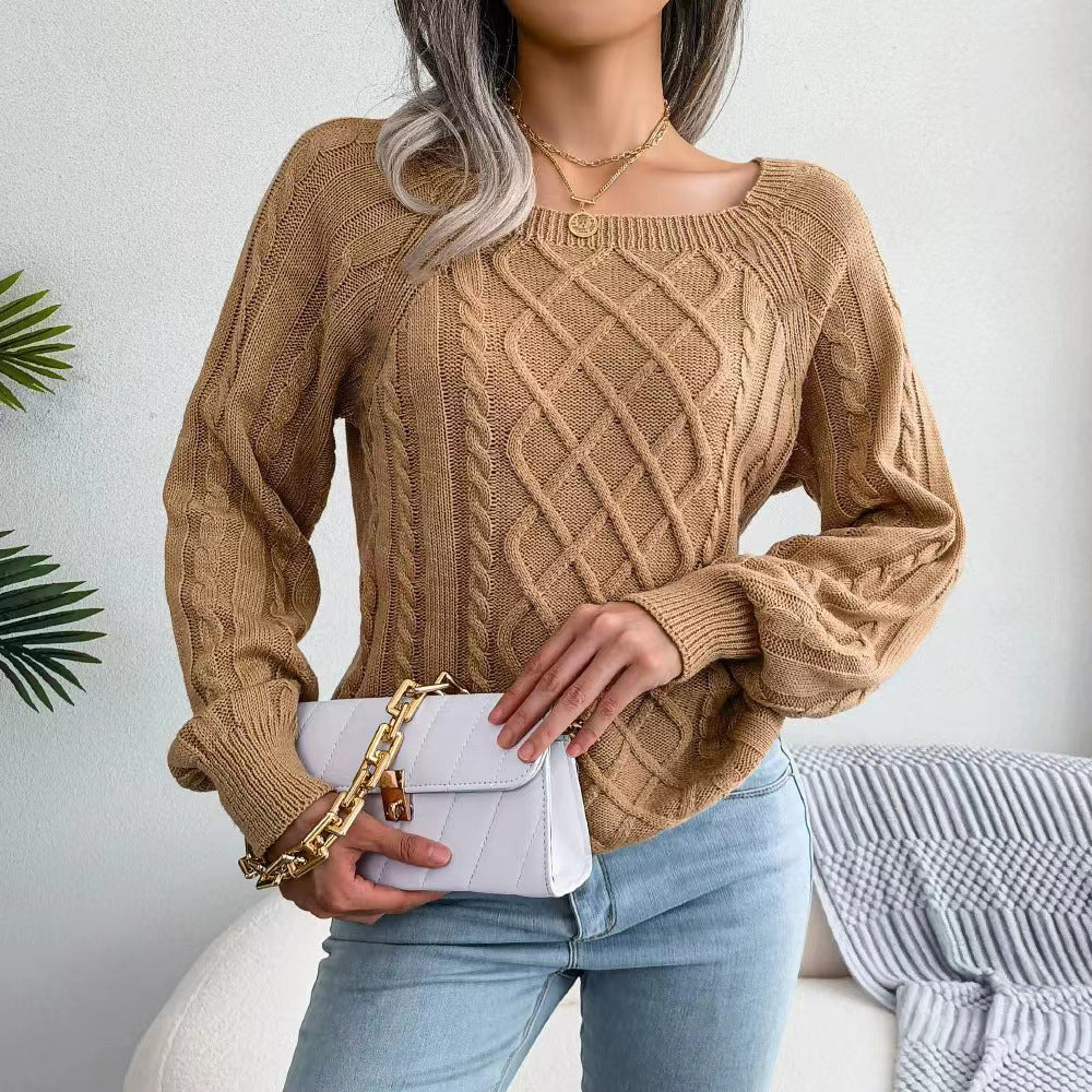 Damen Pullover mit raffiniertem Zopfmuster und weitem Schnitt R&B