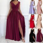 R&B | Damen Abendkleid mit elegantem V-Ausschnitt und Rüschendetails