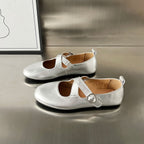 Damen Ballerinas mit elegantem Kreuzriemen und modischem Schnallenverschluss R&B