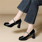 Damen elegante Riemchenpumps mit funkelndem Schmuckdetail R&B