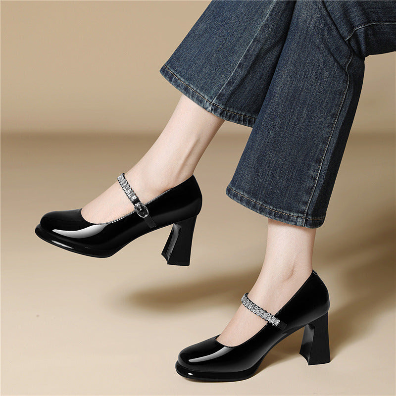 Damen elegante Riemchenpumps mit funkelndem Schmuckdetail R&B