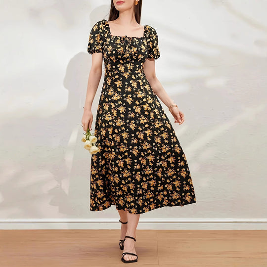 Damen Blumenmuster Kleid R&B