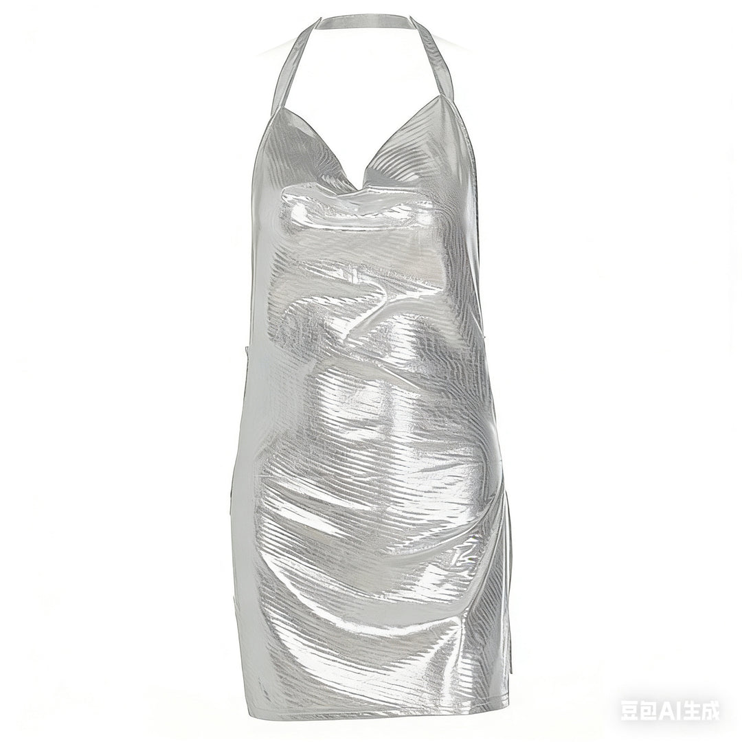 Damen Glänzendes Minikleid mit schulterfreiem Design und eleganten Drapierungen R&B