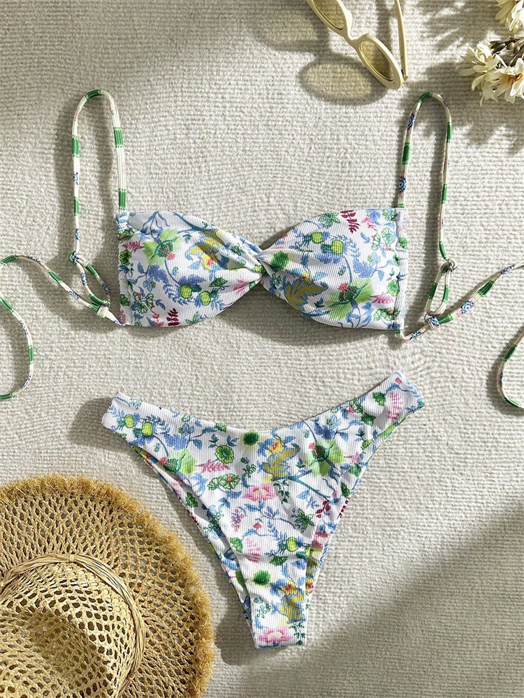 Damen Bandeau-Bikini mit elegantem floralem Design R&B