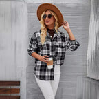 Damen Flanellhemdjacke im lässigen Karo-Design mit Brusttaschen R&B