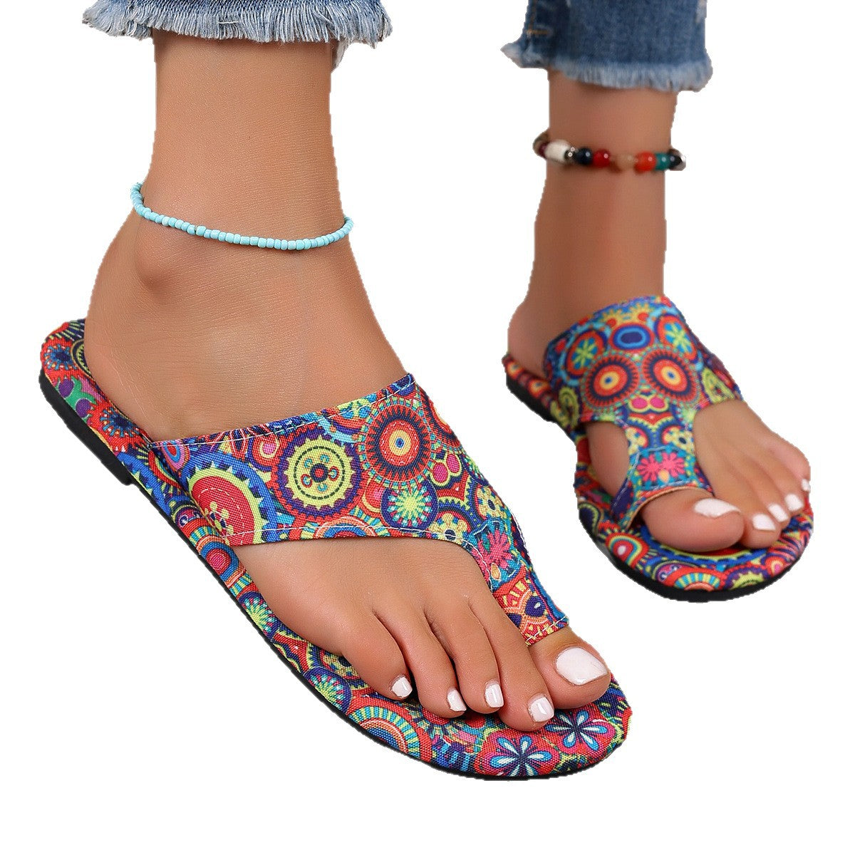 Damen Zehentrenner-Sandalen mit elegantem Muster und komfortablem Fußbett R&B