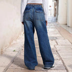 Damen Weite Denim-Hose mit elastischem Bund und lässigem Schnitt R&B