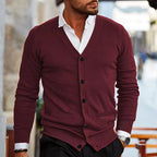 Herren nan Feinstrick V-Ausschnitt Cardigan mit Knopfleiste und Eingrifftaschen R&B